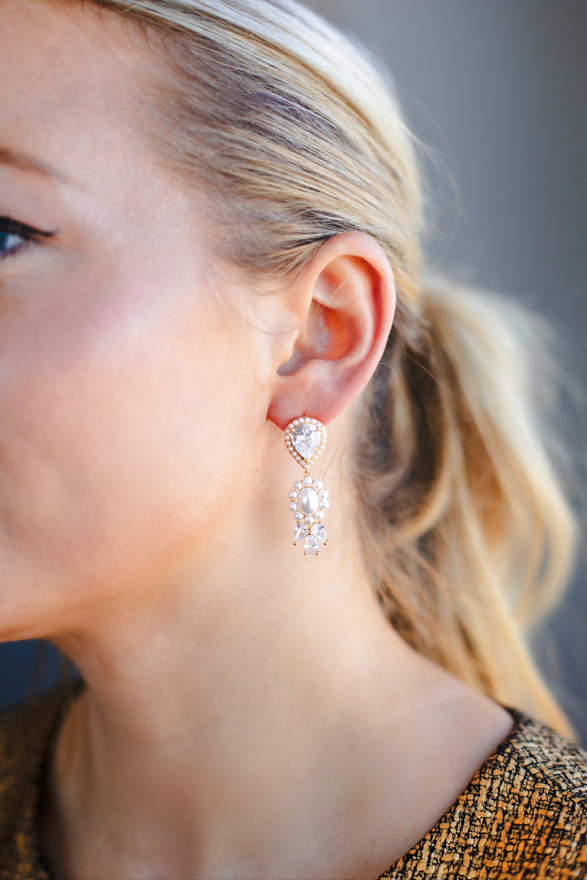 Liza Pearl and Rhinestone Drop Earring