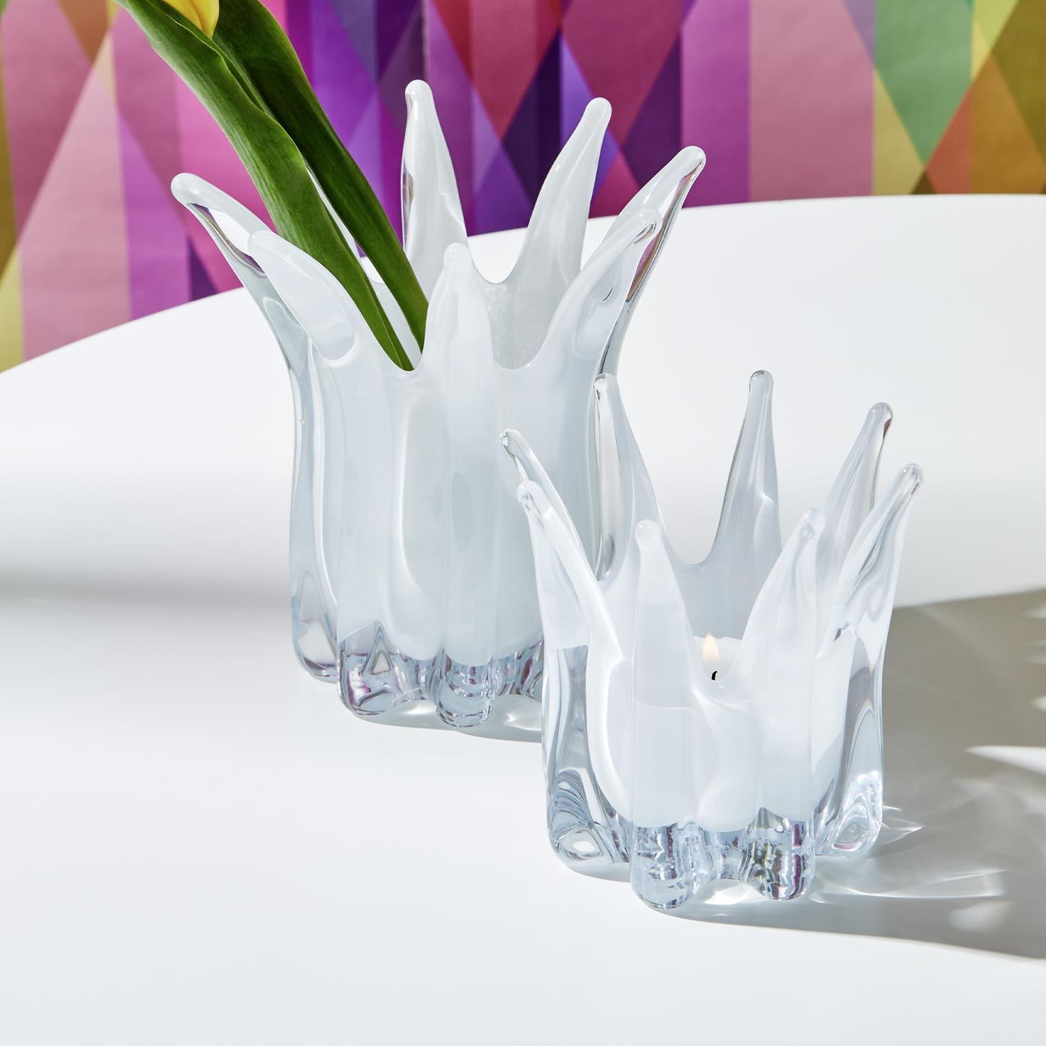Glass Candle Holder & Vase, Set of 3