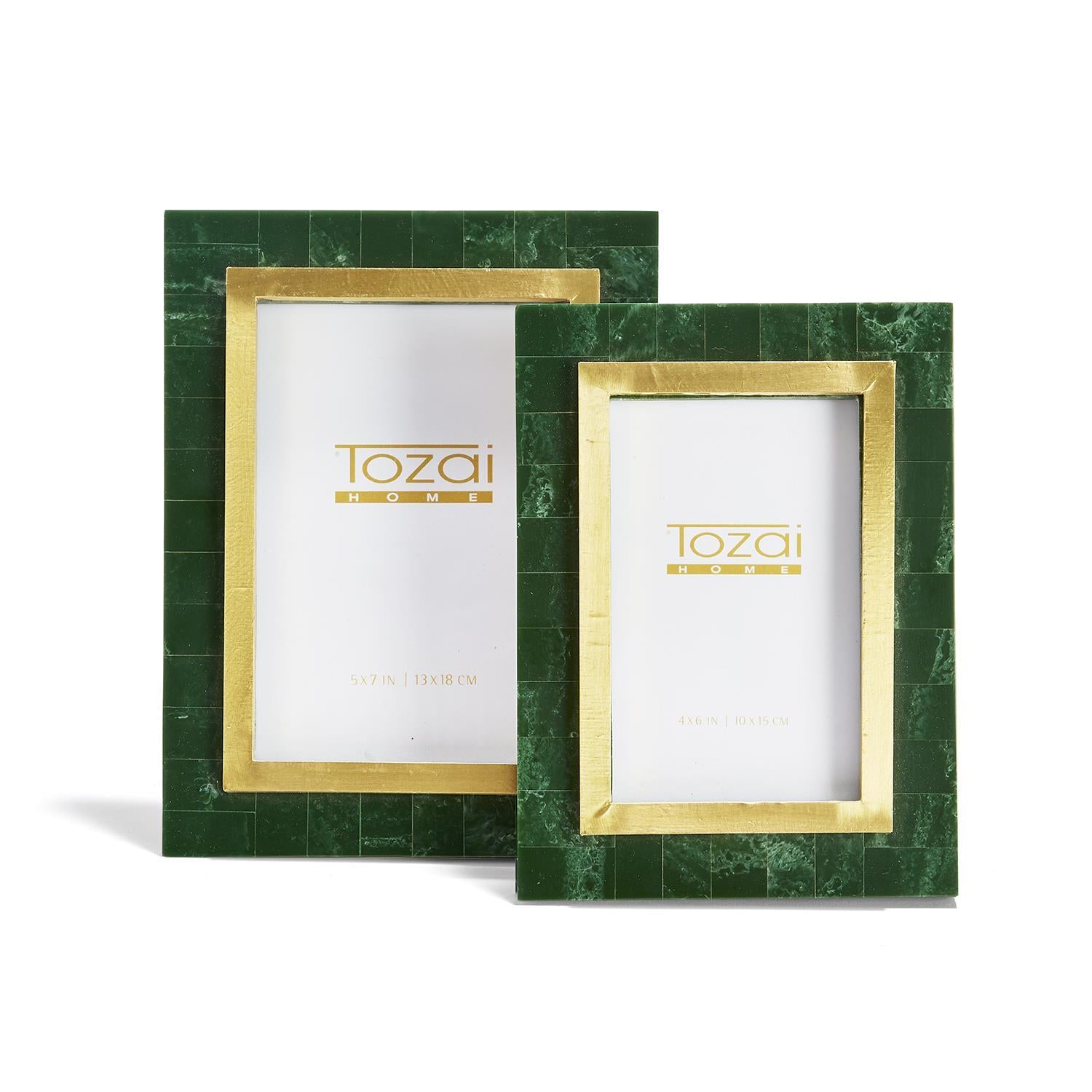 Aventurine Green and Gold Photo Frame Includes, Set of 2