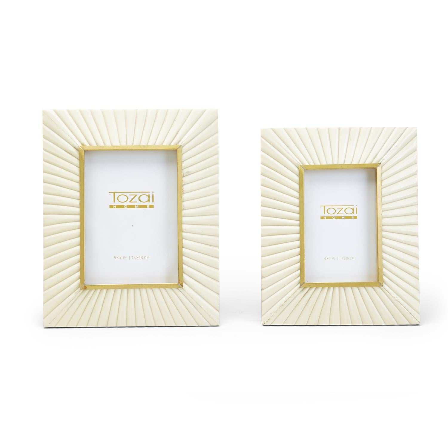 Sunburst Photo Frame with  Brass Border Includes, Set of 2