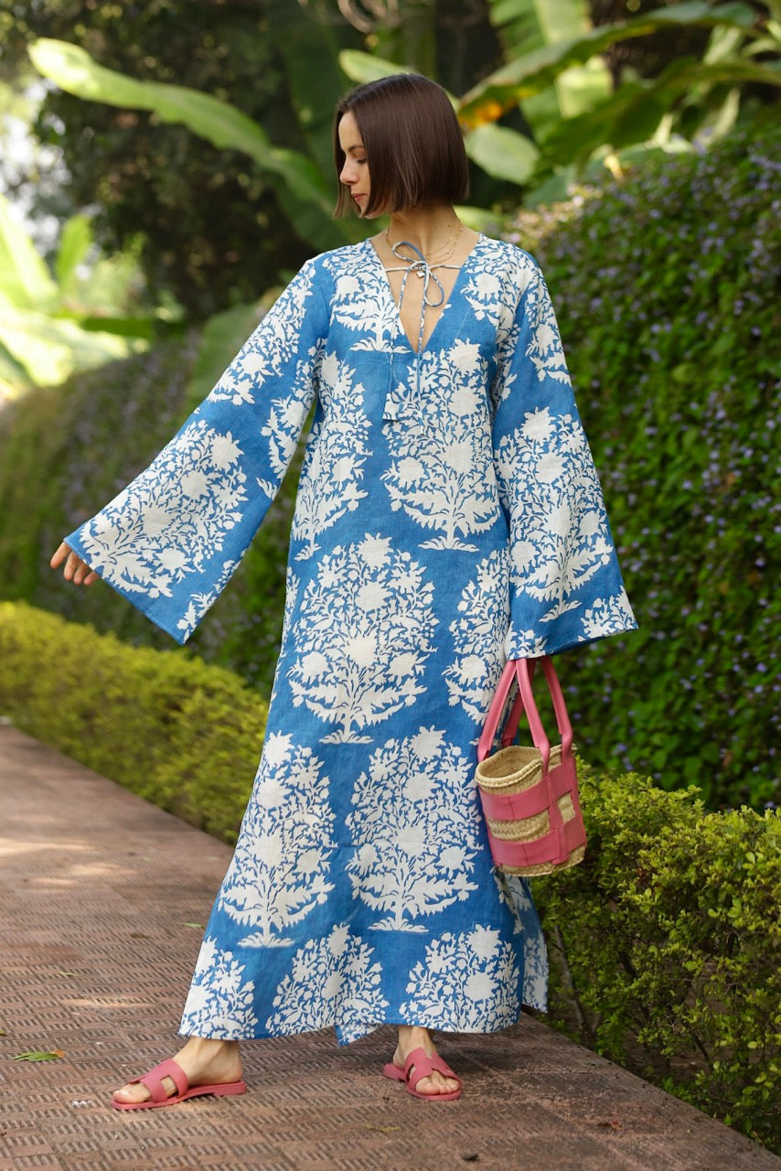 Doha Caftan in Blue Bouquet