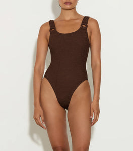 Domino Swimsuit In Metallic Chocolate