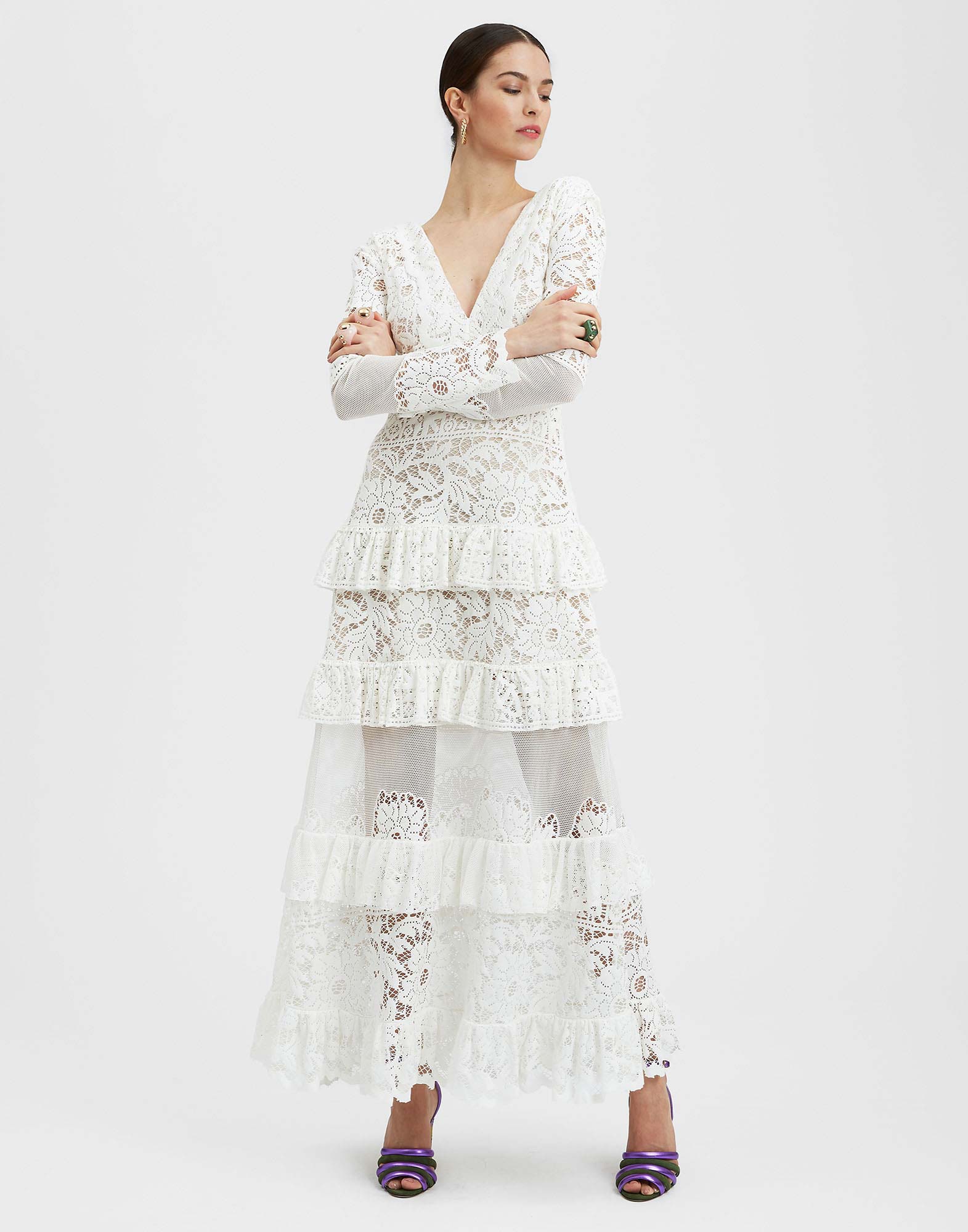 Footloose Lacey Dress in Solid White