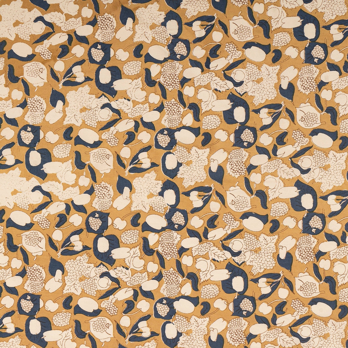 French Tablecloth Forest Harvest Mustard & Blue