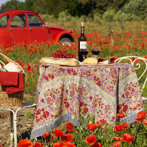 French Tablecloth Jardin Red & Grey