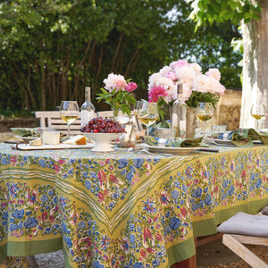 French Tablecloth Jardin Blue & Vert