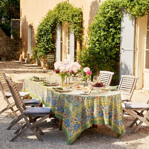 French Tablecloth Jardin Blue & Vert