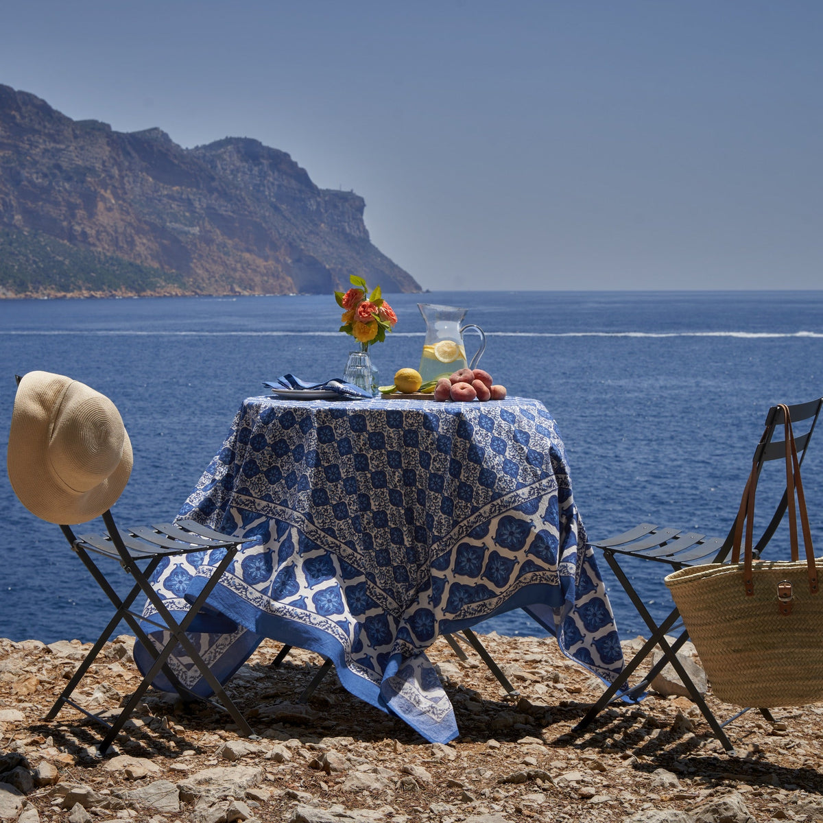 French Tablecloth Azulejo Blue