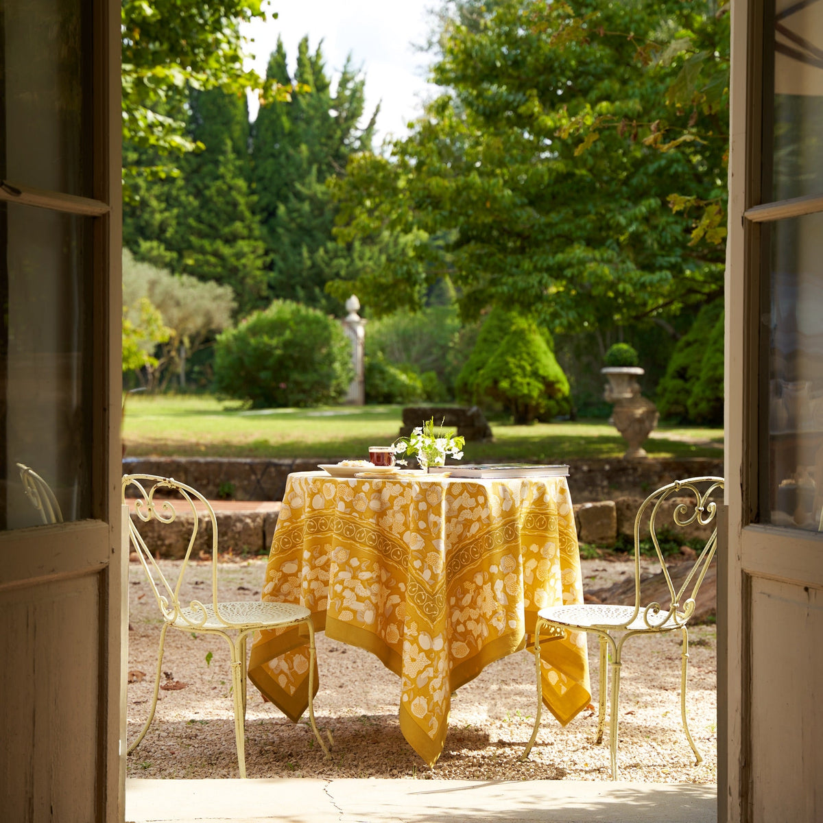 French Tablecloth Forest Harvest Grey & Mustard