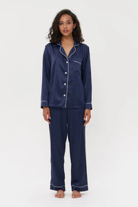 Long Silky Satin Button Up Pajamas