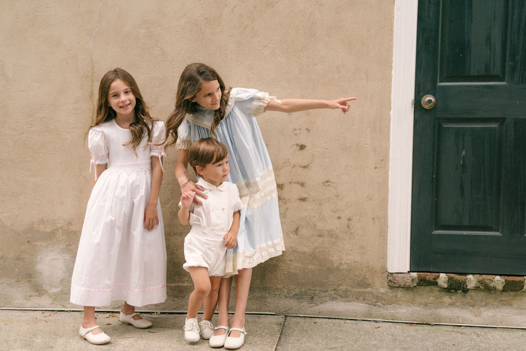 Savannah Lace Heirloom Dress in Blue