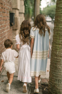 Savannah Lace Heirloom Dress in Blue