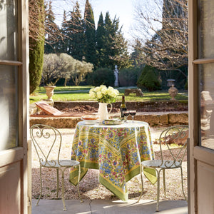 French Tablecloth Jardin Blue & Vert