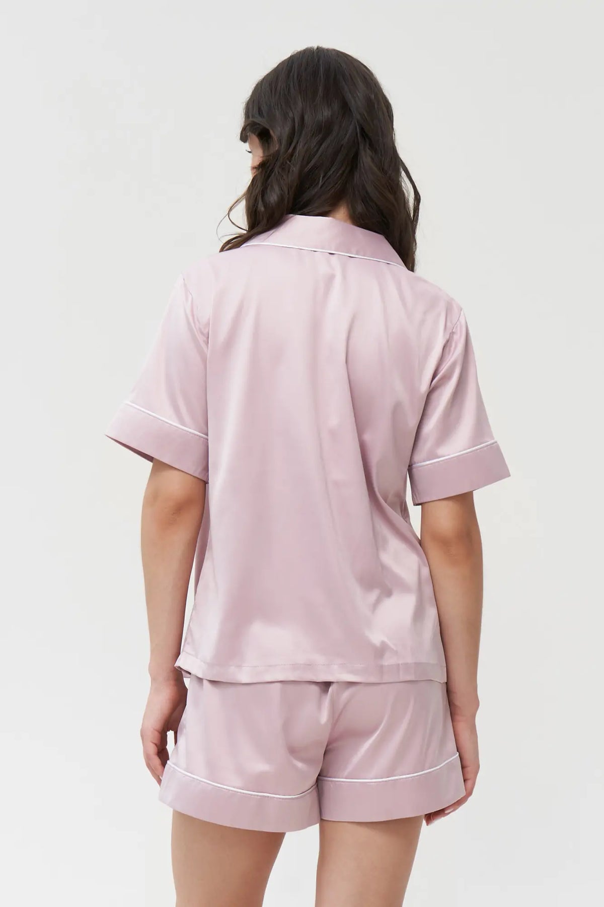 Short Silky Satin Button Up Pajamas