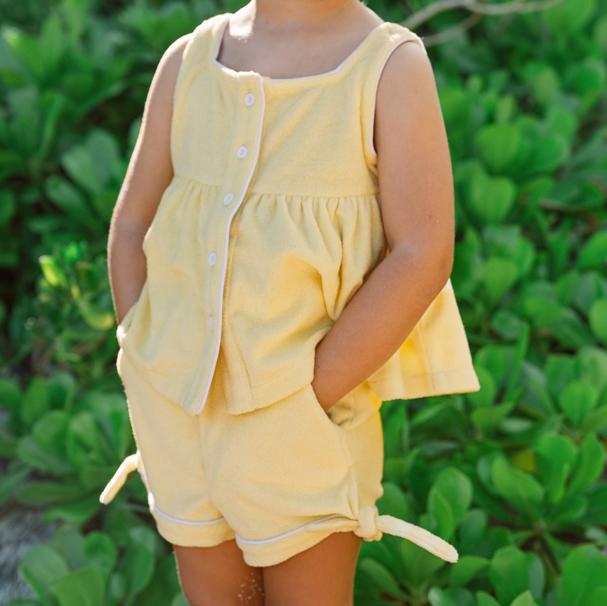 Girls Banana French Terry Tie Knot Shorts