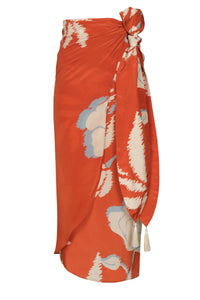 Mapara Crepe Chine Skirt in Orange Gladiolos