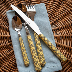 Tartan Cutlery in Yellow, Set of 4