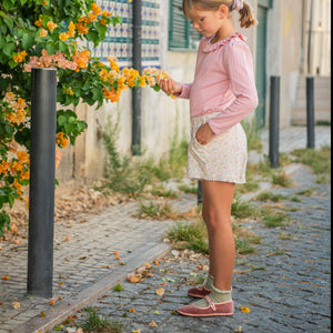 Girls Misty Rose Pointelle Long Sleeve Blouse