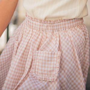 Girls Brown Gingham Skirt