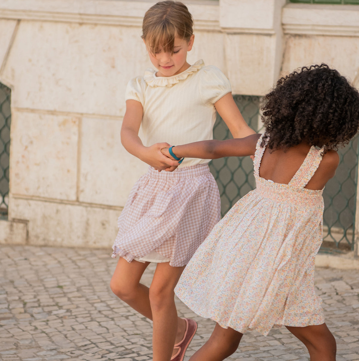 Girls Marigold Floral Ruffle Strap Smocked Dress