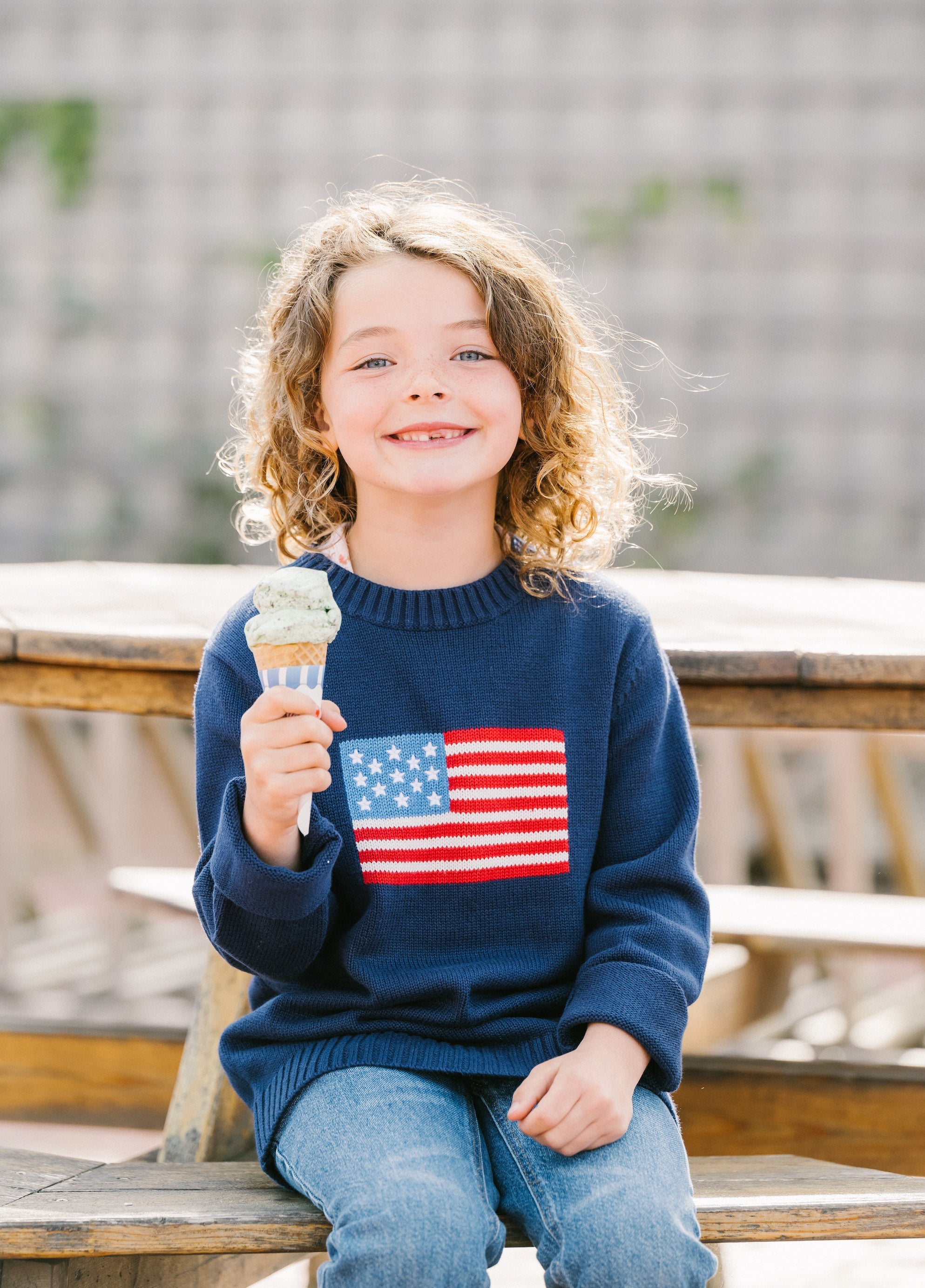 Children's American Flag Crewneck Sweater