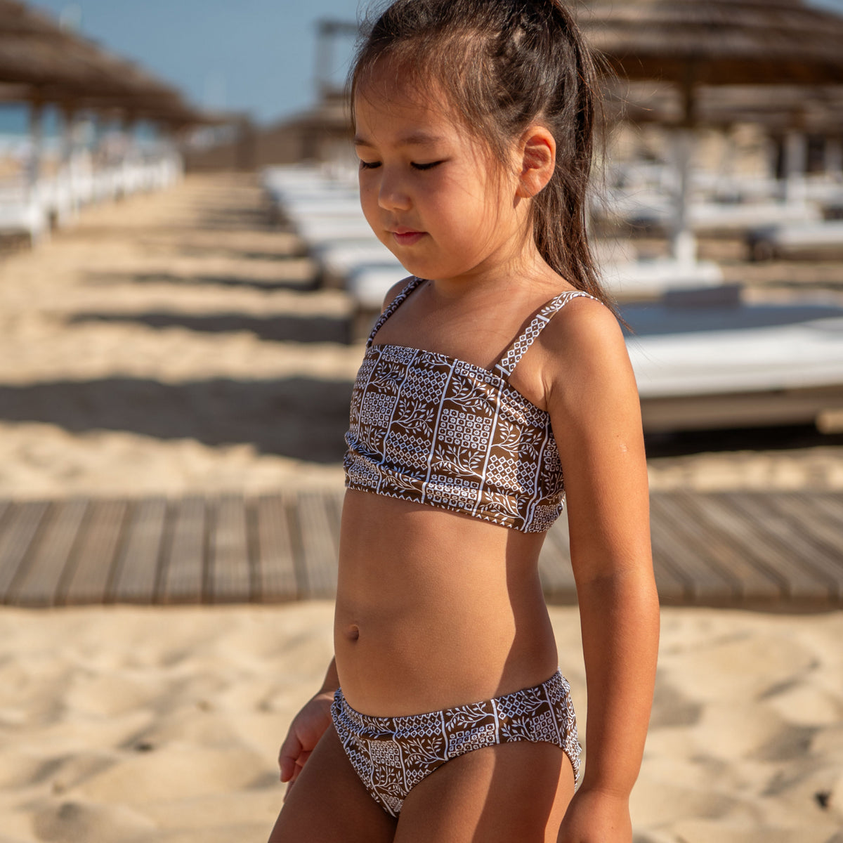 Girls Checker Tree Bandeau Bikini