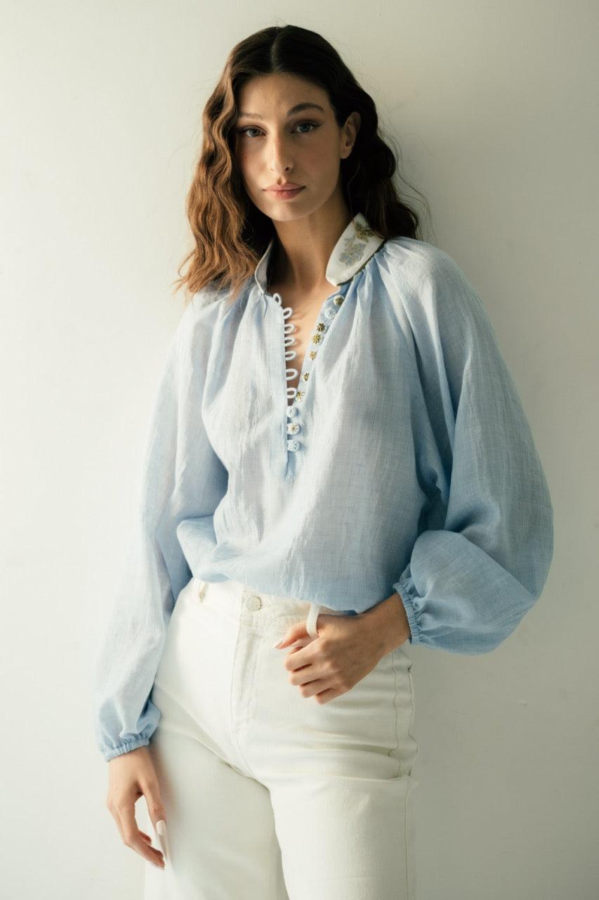 Ivy Blouse in Blue & White