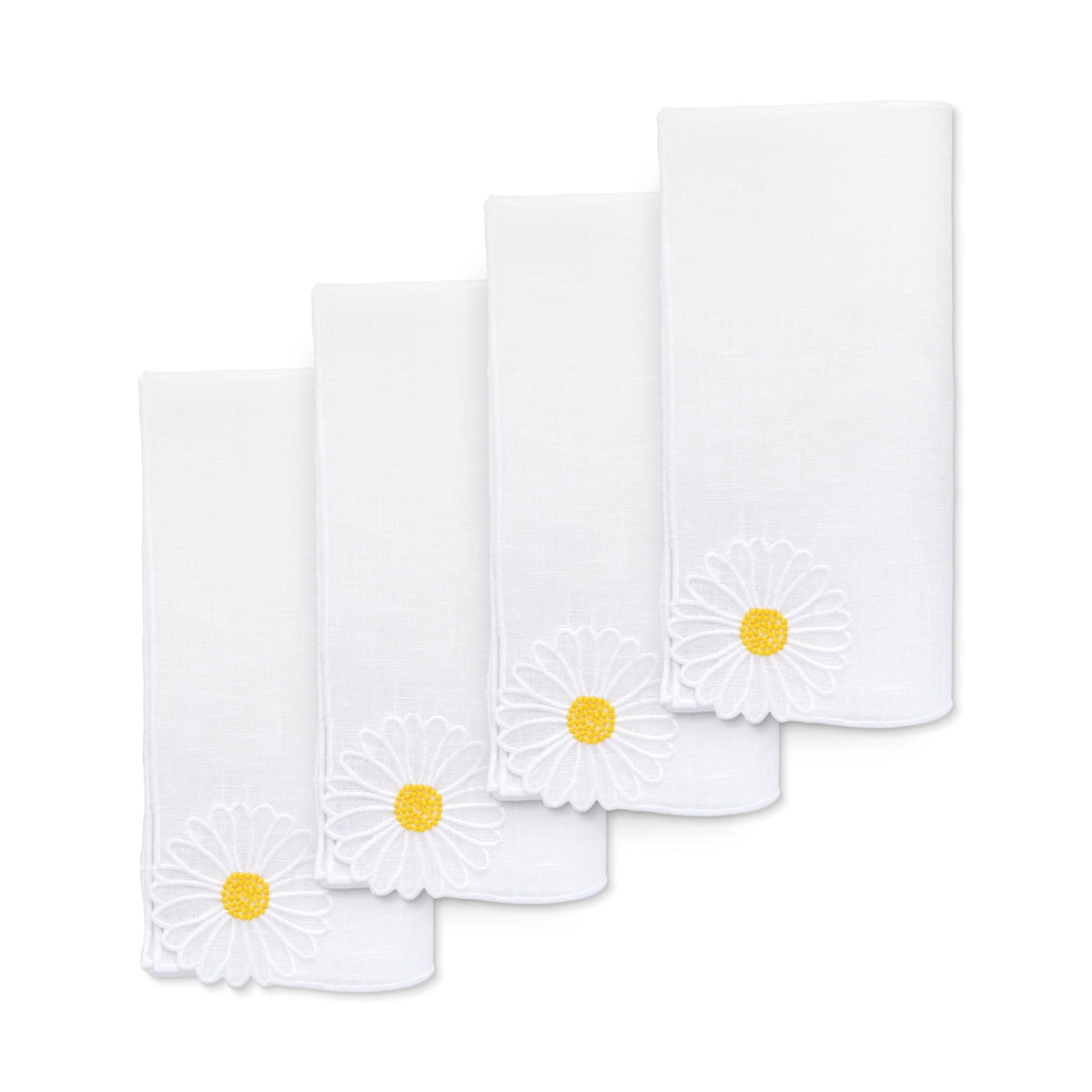 Daisy Linen Dinner Napkins (4) Daisy Themed Elegant Table Decor Accessories Chefanie 