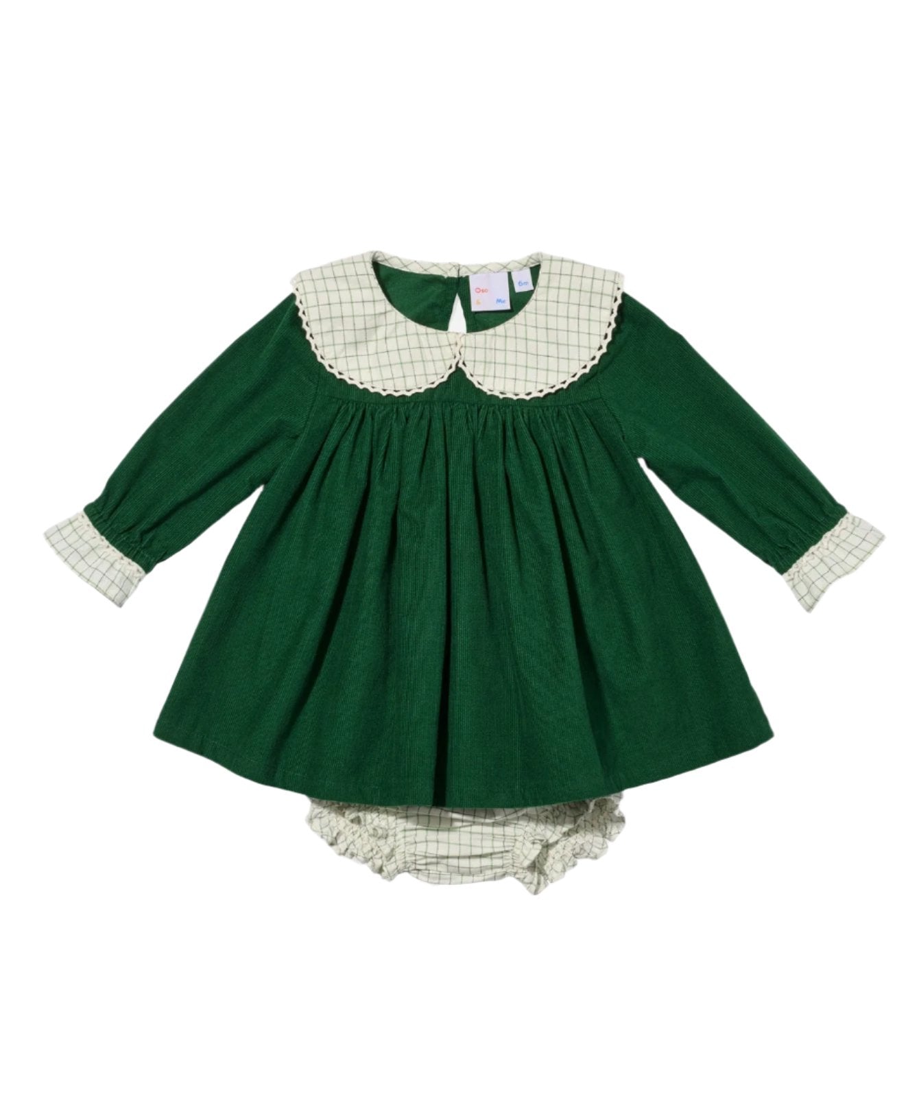 Delphina Baby Dress in Forest Corduroy