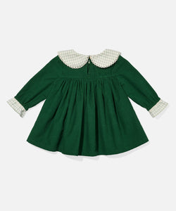 Delphina Baby Dress in Forest Corduroy