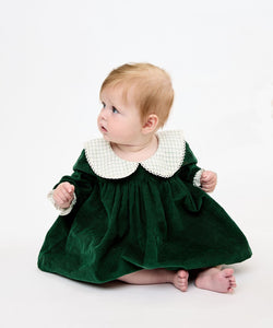 Delphina Baby Dress in Forest Corduroy