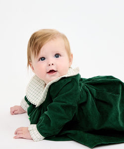 Delphina Baby Dress in Forest Corduroy