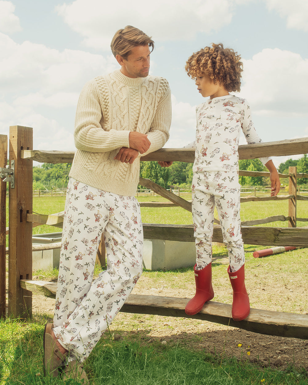 Adult Cowboy Pajamas in Cream