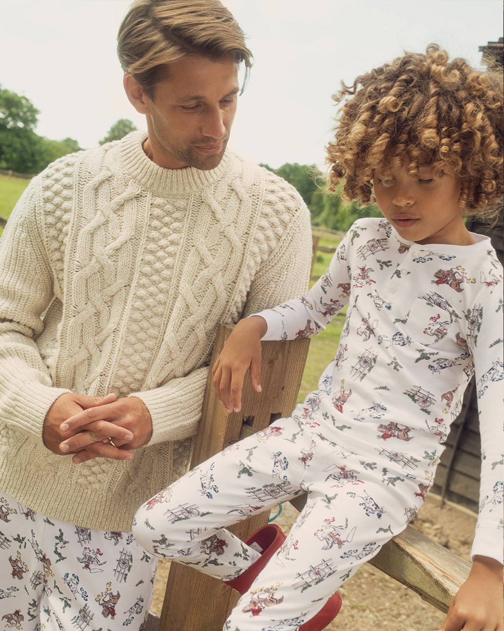 Children's Cowboy Pajamas in Cream