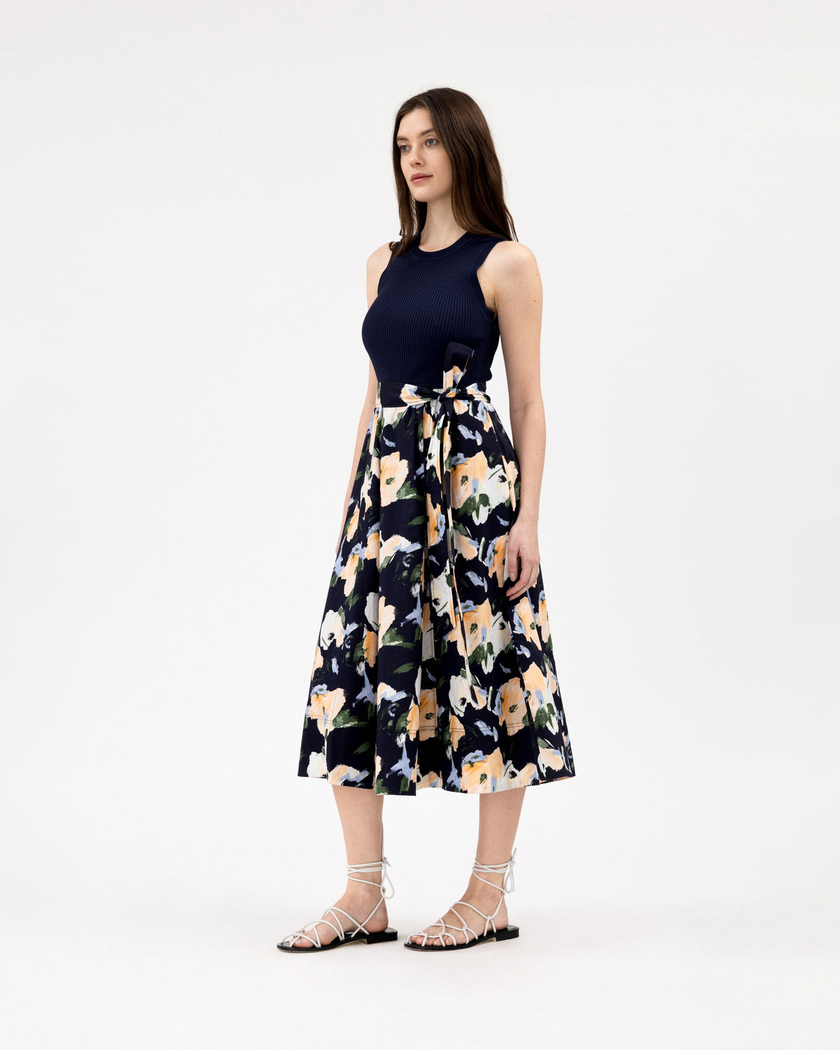 Devon Dress in Midnight & Powder Blue Multi