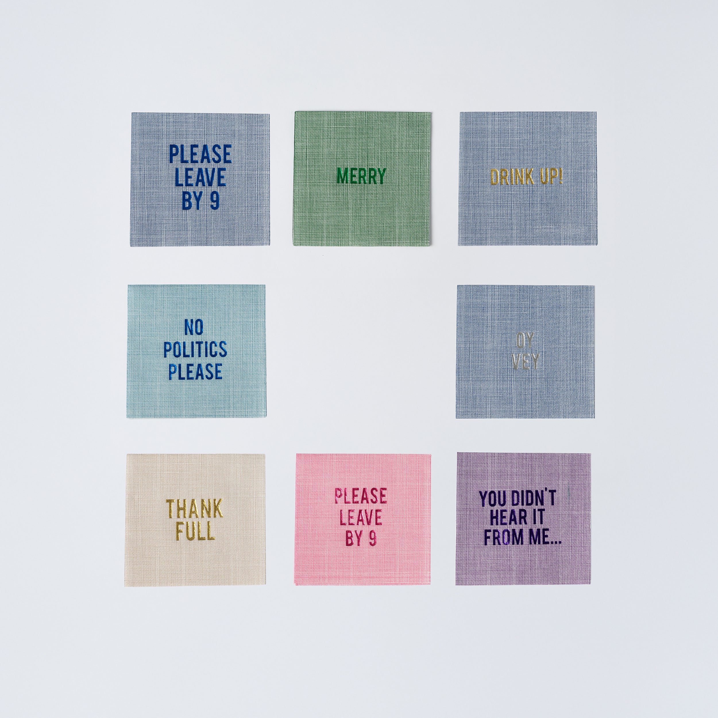 "Please Leave By 9" Disposable Napkins in Pink Linen, Set of 20