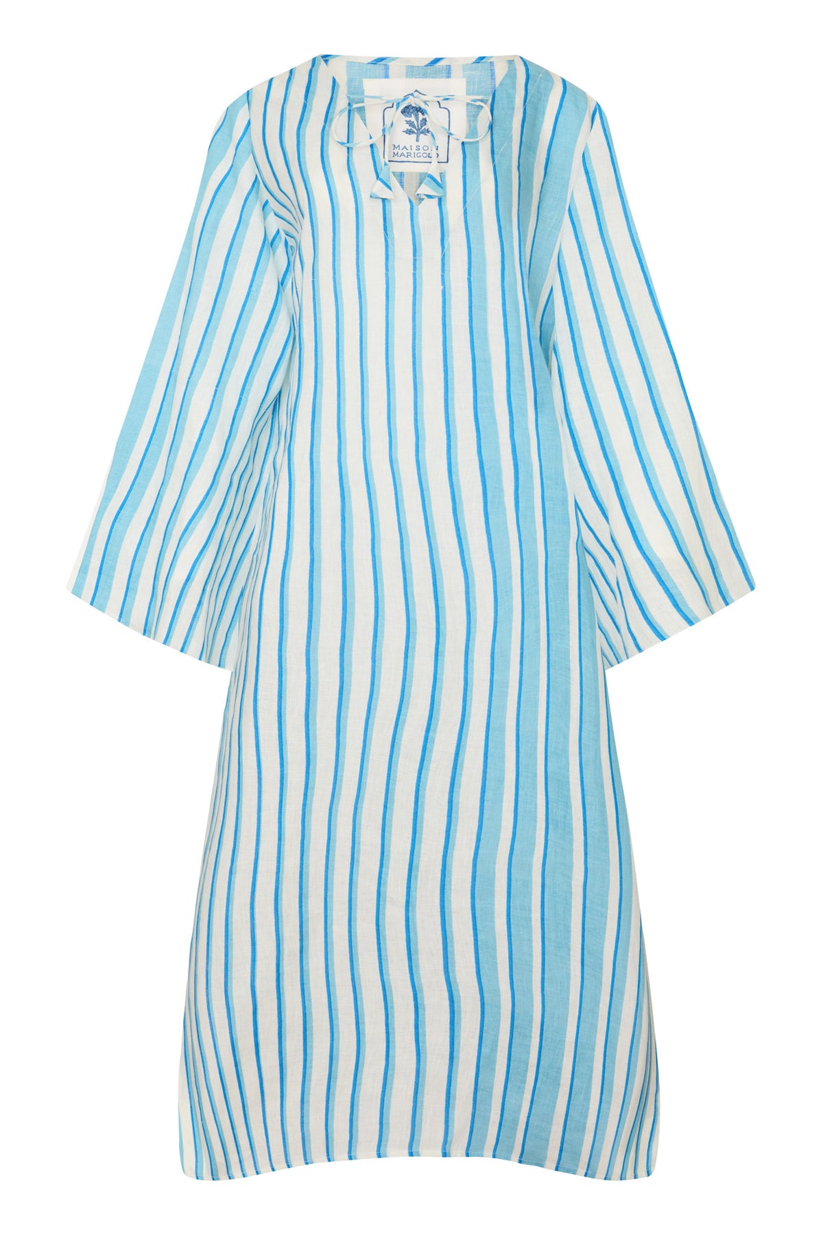 Doha Kaftan in Aqua Stripe
