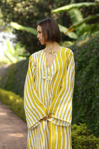 Doha Caftan in Yellow Stripe