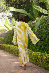 Doha Caftan in Yellow Stripe