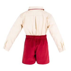 Hayden Long Sleeve Boy Set in Red Velvet