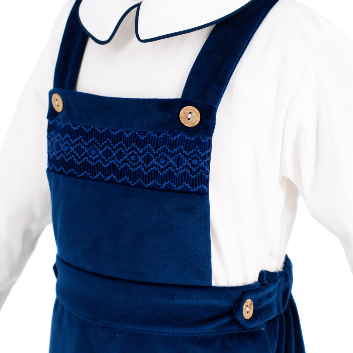 Christopher Boy Overall in Navy Velvet