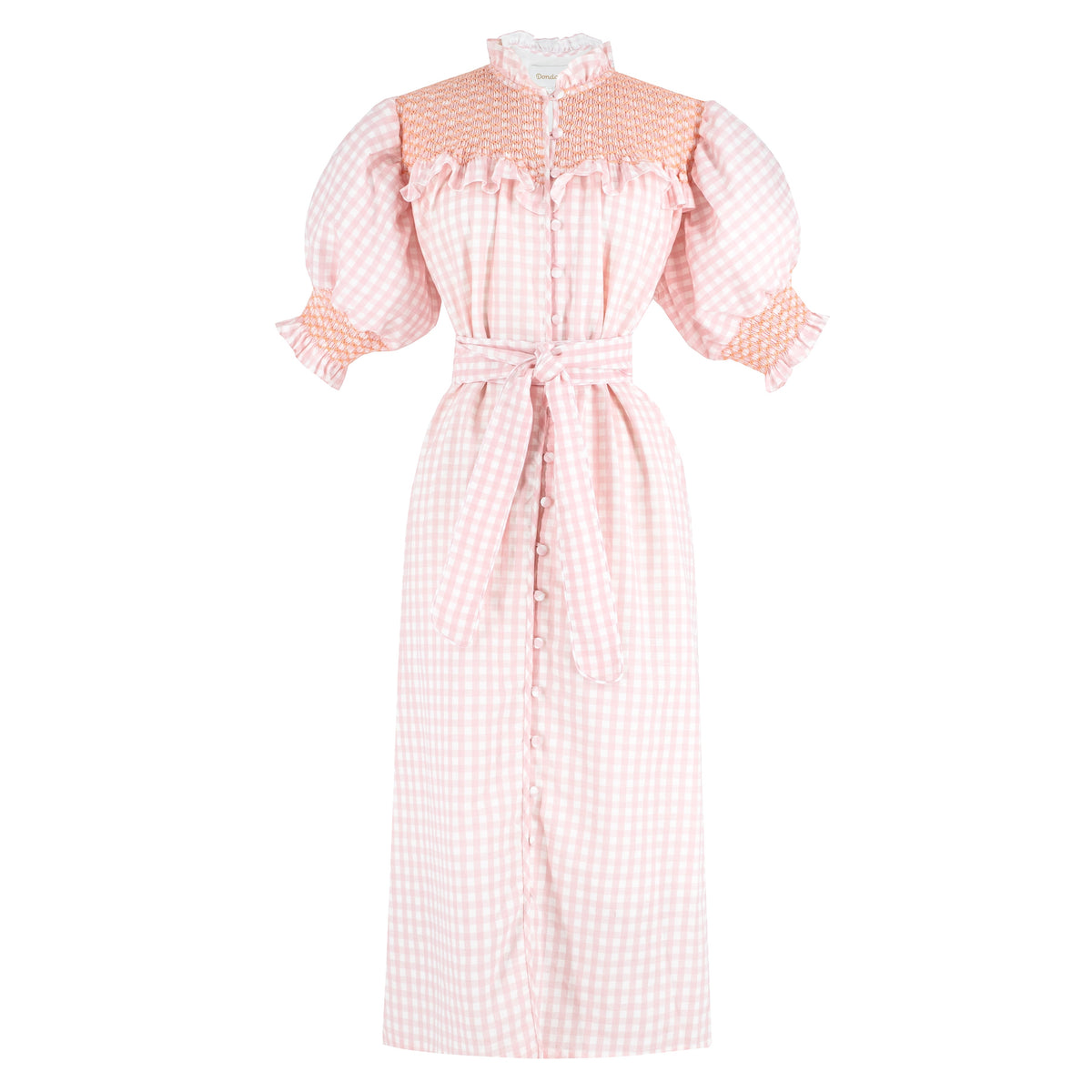 Women’s Gen Dress - Pink Gingham/ Peach