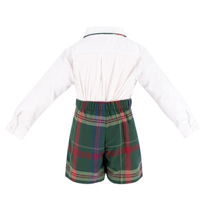 Hayden Long Sleeve Boy Set in Green Tartan