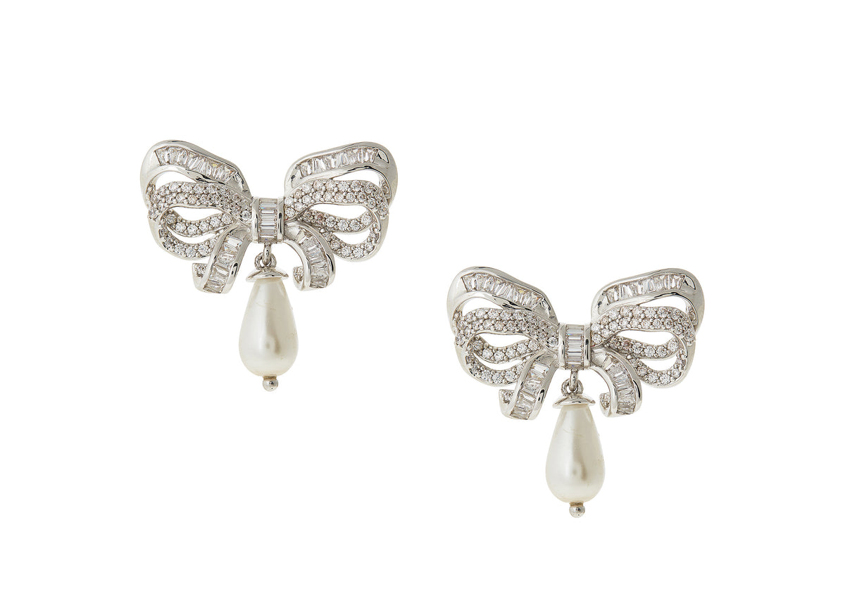 Bow Pearl Drop Earrings