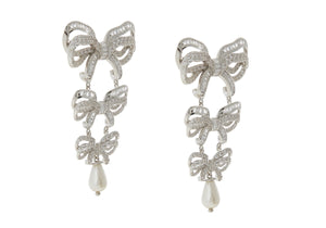 Bow Pearl Chandelier Earrings