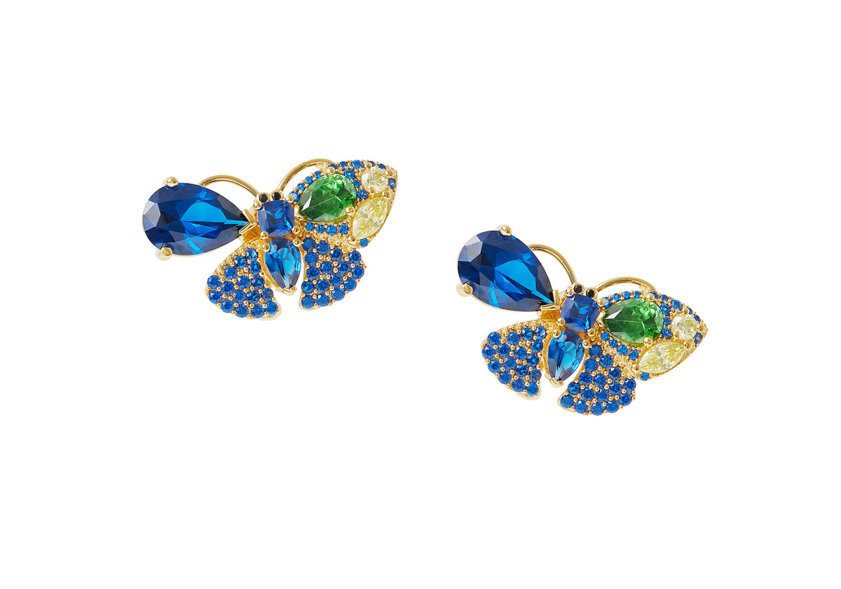 Butterfly Stud in Multi Blue