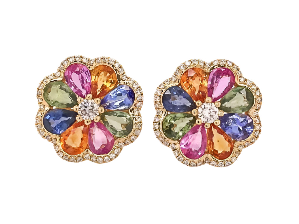 Buttercup Multi-Colored Sapphire Stud Earrings