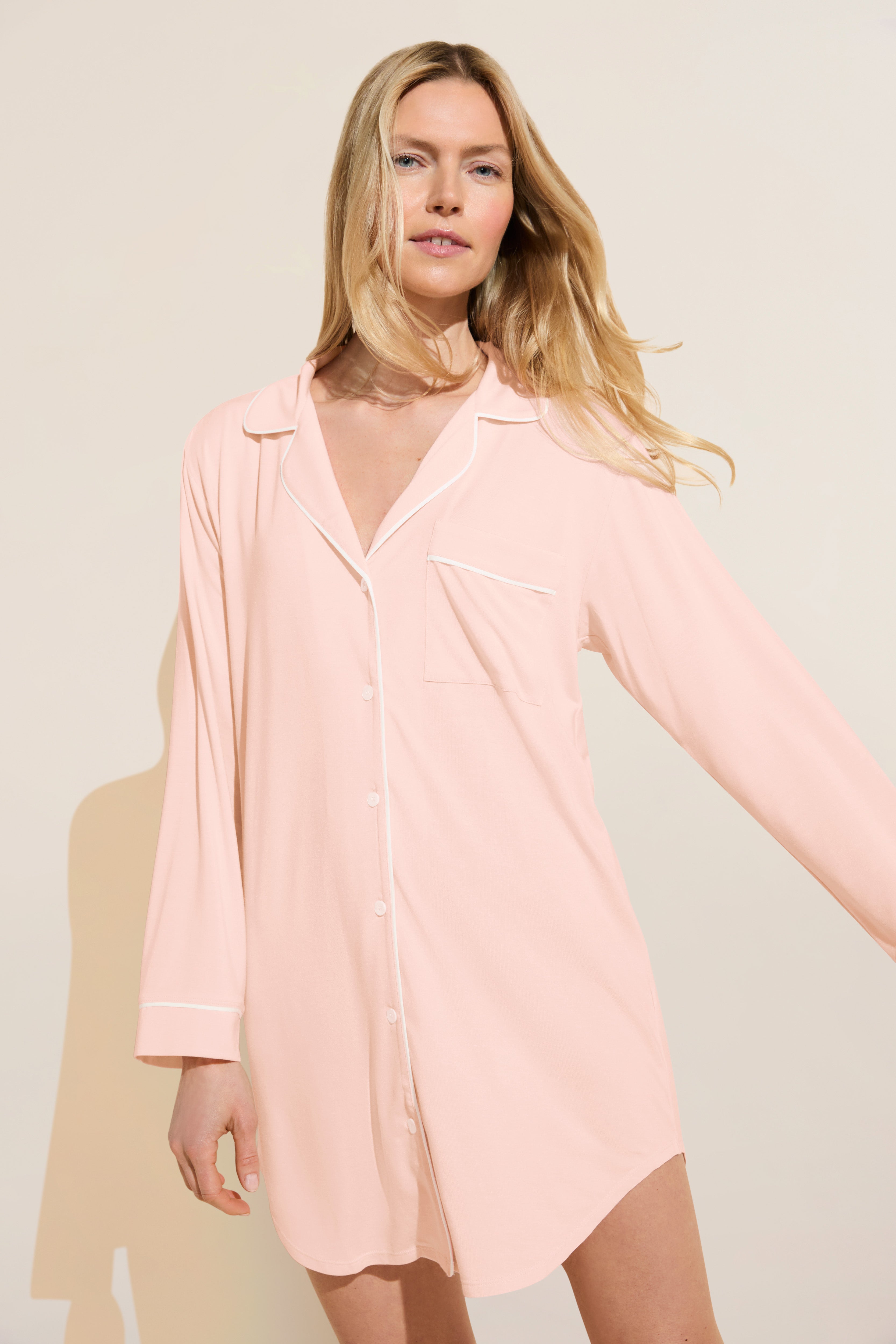 Gisele Sleepshirt in Petal Pink/Ivory