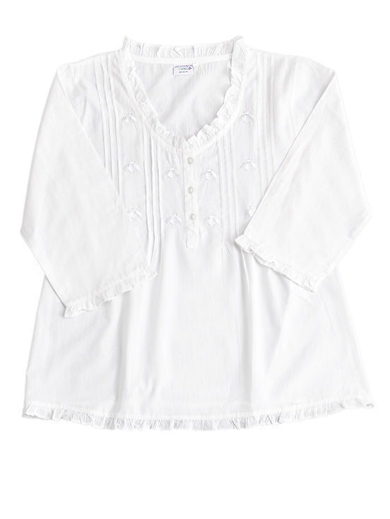 Caroline Embroidered White Cotton Pajamas