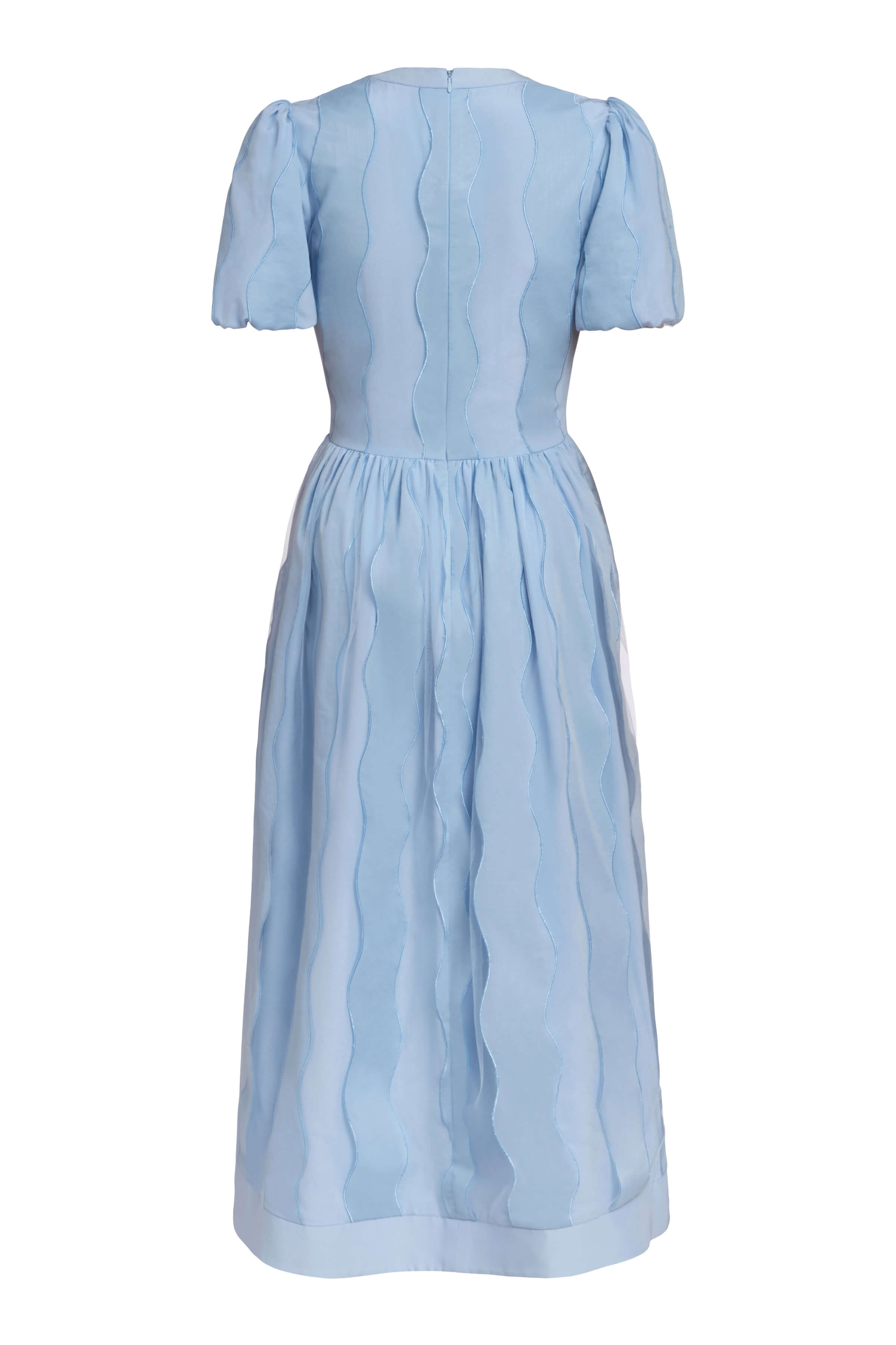 Ella Wave Bubble Sleeve Midi Dress